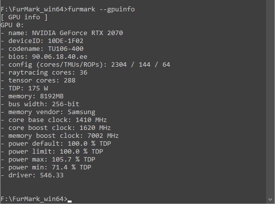 FurMark 2, command line